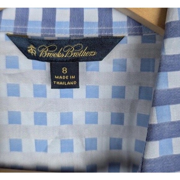 Brooks Brothers Dress Womens 8 Blue White Gingham Shirtdress Belted Mb - Picture 3 of 6